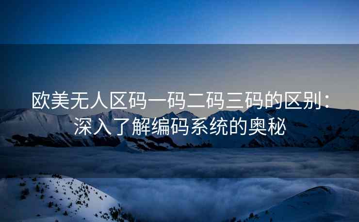 欧美无人区码一码二码三码的区别：深入了解编码系统的奥秘