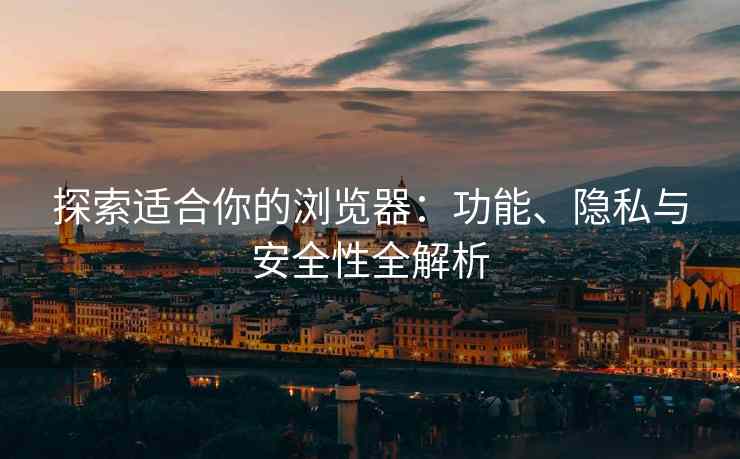 探索适合你的浏览器：功能、隐私与安全性全解析