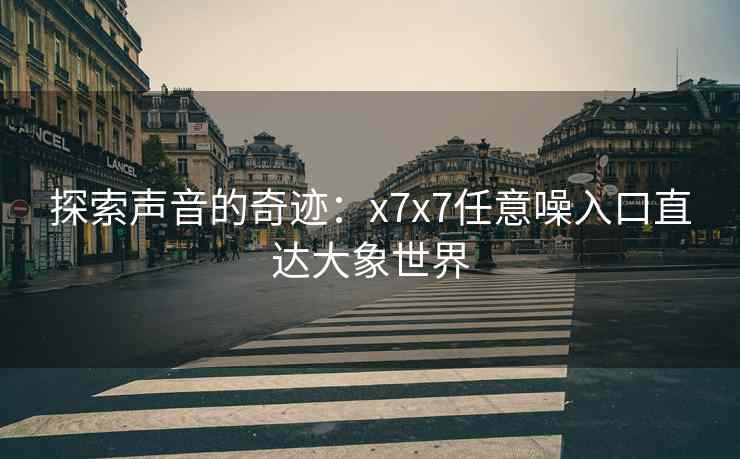 探索声音的奇迹：x7x7任意噪入口直达大象世界