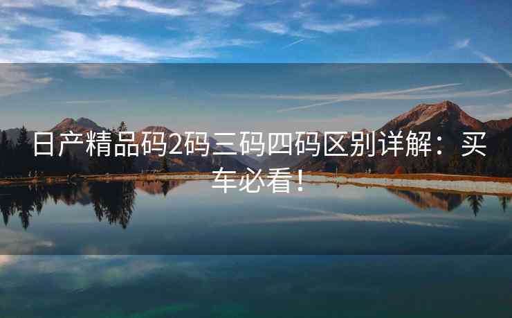 日产精品码2码三码四码区别详解：买车必看！